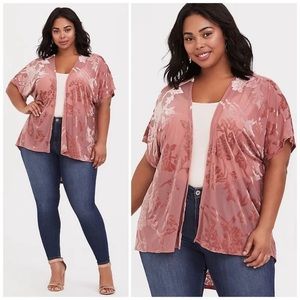 Torrid Rose Pink Burnout Kimono - 1/2X